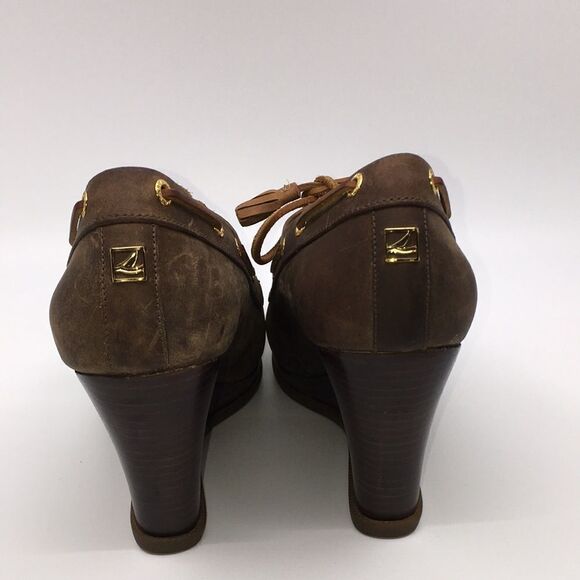 Sperry Top Sider Brown Nubuck Leather Wedges Sz 9.5 - Picture 7 of 16